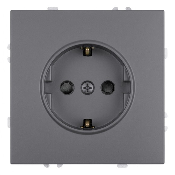 Розетка 1-местная с з/ш с/з (механизм) СЗК Stekker Эмили 250В 16А RST16-5110-10ZK платиново-серый soft touch 50243