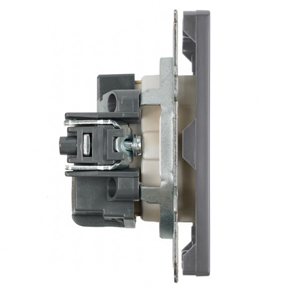 Розетка 1-местная с з/ш с/з (механизм) СЗК Stekker Эмили 250В 16А RST16-5110-10ZK платиново-серый soft touch 50243