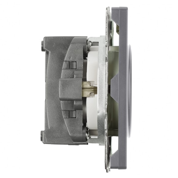 Розетка 1-местная с з/ш с/з (механизм) СЗК Stekker Эмили 250В 16А RST16-5110-10ZK платиново-серый soft touch 50243