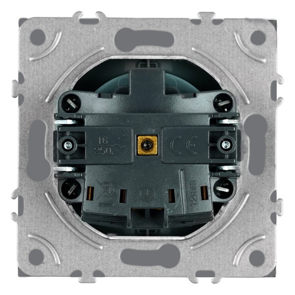 Розетка 1-местная с з/ш с/з (механизм) СЗК Stekker Эмили 250В 16А RST16-5110-10ZK платиново-серый soft touch 50243