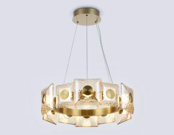 Подвесная люстра Ambrella Light High Light Crystal LH31021, Латунь, Янтарный, Теплый белый