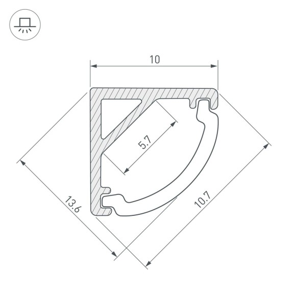 Алюминиевый профиль Arlight ARH-Kant-H10-2000 Anod 036321