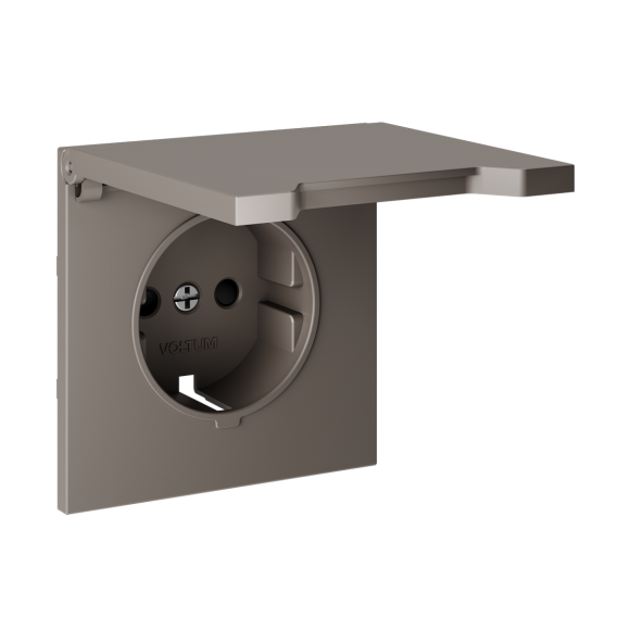 Накладка для розетки с заземлением, защитными шторками и крышкой Voltum S70 (капучино) VLS000814