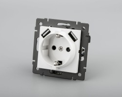 Механизм розетки с USB зарядкой Arlight SCT-MUAA-PL-WH-V (250V, 16A) 049818