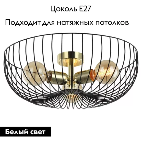 Потолочная люстра Lussole LOFT BROOKS GRLSP-8251, Черный, Нейтральный белый, Металл Потолочная люстра Lussole LOFT BROOKS GRLSP-8251, Черный, Нейтральный белый, Металл