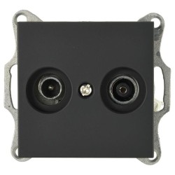 Розетка Jasmart TV-FM проходная с накладкой черный матовый (soft touch) G6205PB