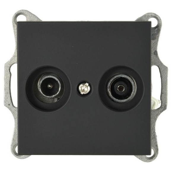 Розетка Jasmart TV-FM проходная с накладкой черный матовый (soft touch) G6205PB