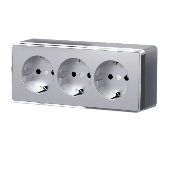 Розетка тройная с заземлением и шторками Werkel Gallant серебряный W5073106 4690389167195 Розетка тройная с заземлением и шторками Werkel Gallant серебряный W5073106 4690389167195