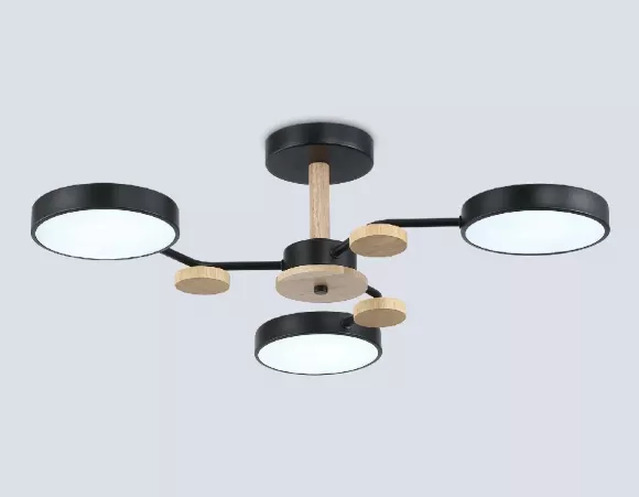 Люстра на штанге Ambrella Light Linetech Comfort FL4857, Черный, Белый, От теплого до холодного, вид снизу