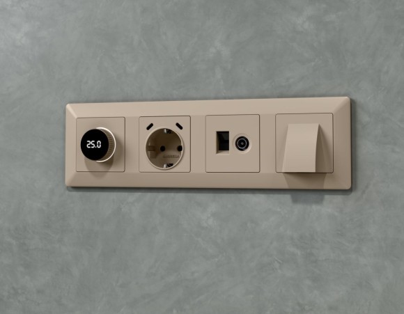 Комплект механизма электрической розетки 2USB С+C 20W с/з на винтовых зажимах 16A-250V Alfa Серо-бежевый матовый Quant Ambrella Volt MA370510 (AP3705, VM165)