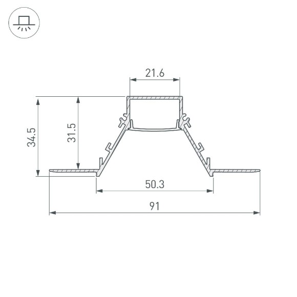Алюминиевый профиль Arlight COMFORT21-V-FANTOM-2000 WHITE 052543