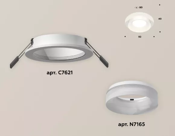 Встраиваемый светильник Ambrella Light Techno XC7621044 (C7621, N7165), Белый, Металл, Современный стиль Встраиваемый светильник Ambrella Light Techno XC7621044 (C7621, N7165), Белый, Металл, Современный стиль