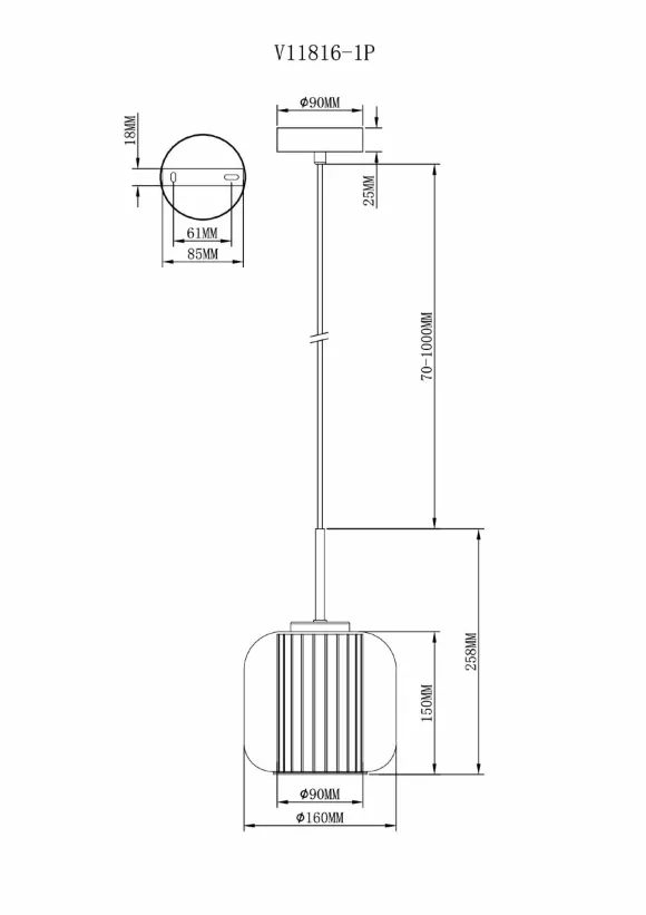 Подвесной светильник Moderli Ember V11816-1P, вид сбоку