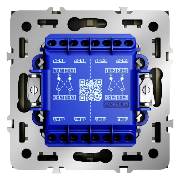 Перекрестный переключатель встраиваемый Voltum S70 двухклавишный 10А, (шелк) VLS020504
