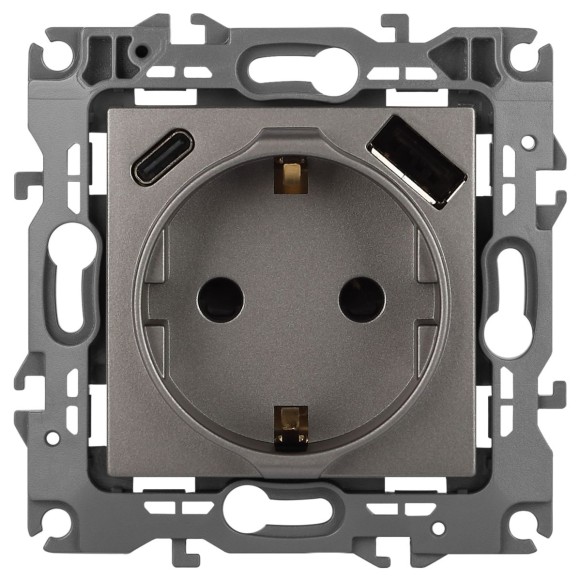 Розетка со шторками с USB type-A+C Эра 12-4108-16 Б0067762