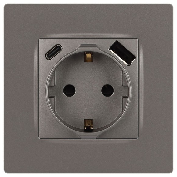 Розетка со шторками с USB type-A+C Эра 12-4108-16 Б0067762