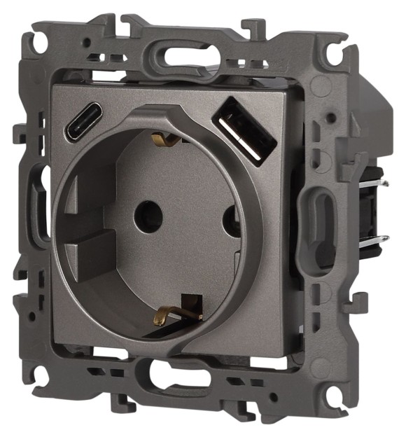 Розетка со шторками с USB type-A+C Эра 12-4108-16 Б0067762