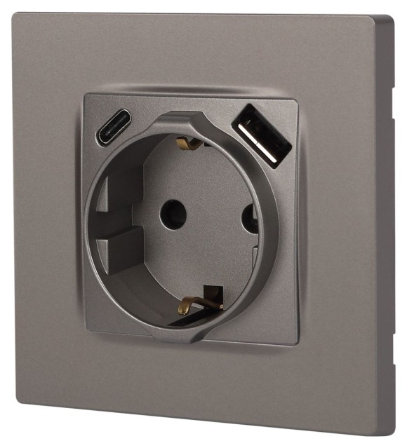 Розетка со шторками с USB type-A+C Эра 12-4108-16 Б0067762