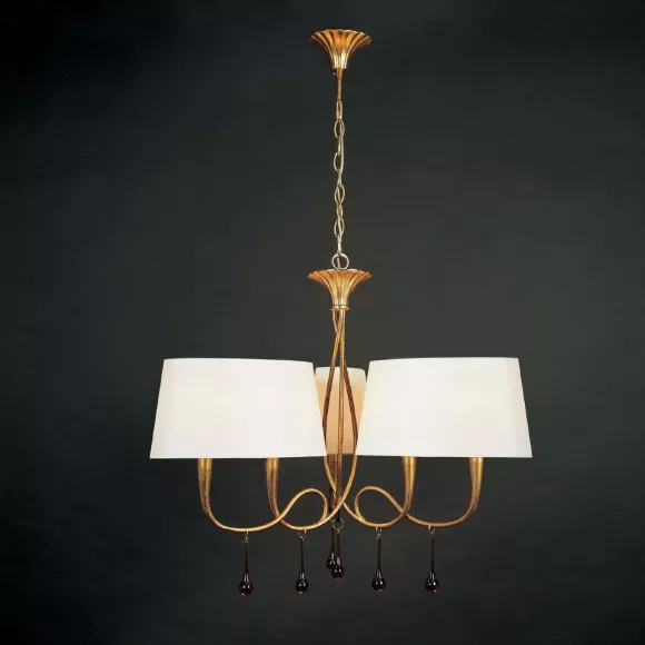 Подвесная люстра Mantra Paola Painted Gold 3540, Золото, Кремовый, Металл