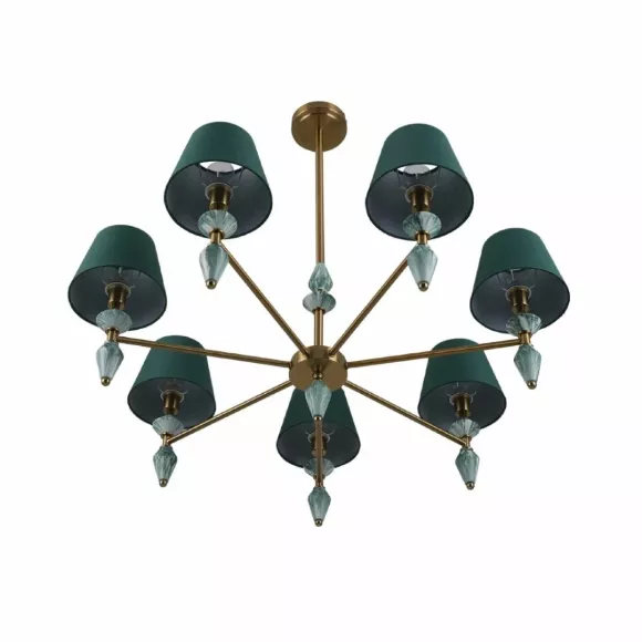 Люстра на штанге Lumion Classi Vermont 8275/7, Латунь, Зеленый, Металл Люстра на штанге Lumion Classi Vermont 8275/7, Латунь, Зеленый, Металл