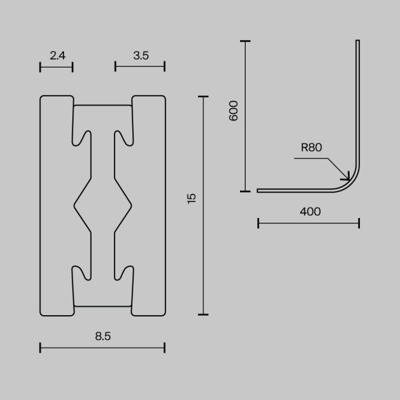 Радиусный коннектор Maytoni Flarity TRX154-RC80-PT