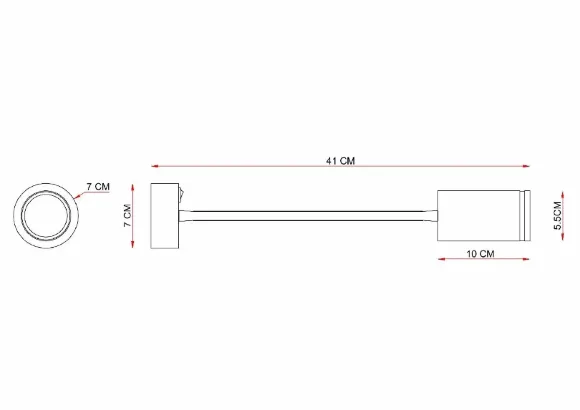 Схема размеров гибкое бра Arte Lamp Imai A2266AP-1BK