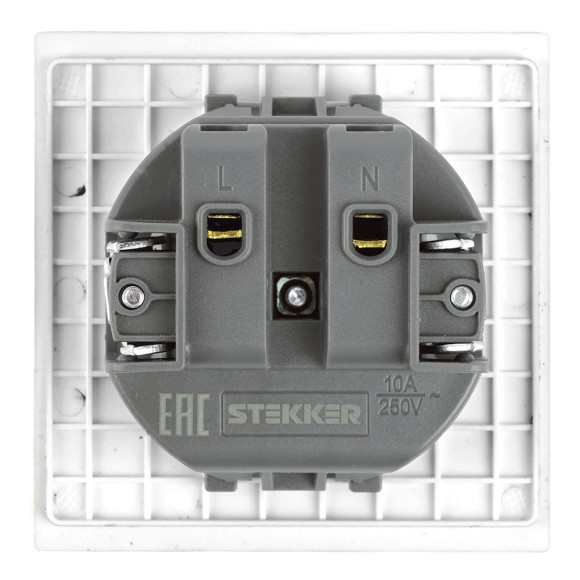 Розетка 1-местная с защитной шторкой (механизм) Stekker б/з Мия 250В 16А RST16-3109-01 белая магнолия 50439