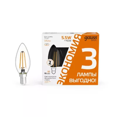 Лампа светодиодная Gauss Basic Filament E14 5,5W 2700K 1031116T