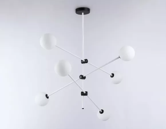 Люстра на штанге Ambrella Light Modern TR2512, Белый, Металл, Стекло Люстра на штанге Ambrella Light Modern TR2512, Белый, Металл, Стекло