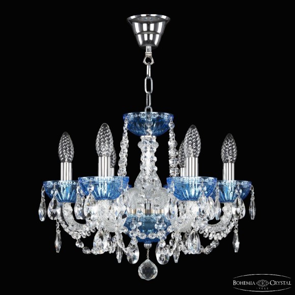 Подвесная люстра Bohemia Ivele Crystal 5402/6/141 Ni Aquamarine/M-1G