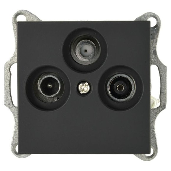 Розетка Jasmart TV-FM-SAT оконечная W с накладкой черный матовый (soft touch) G6206PB