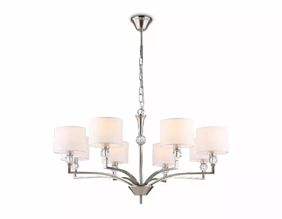 Подвесная люстра Ambrella Light High Light Classic LH71123, Никель, Белый, Металл Подвесная люстра Ambrella Light High Light Classic LH71123, Никель, Белый, Металл