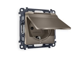 Комплект механизма розетки с/з со шторками и крышкой Ambrella Volt Alfa MA638010