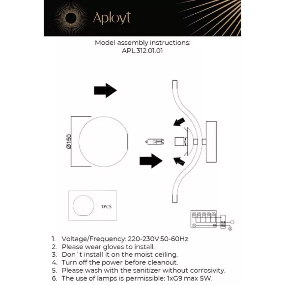 Бра Aployt Jagna APL.312.01.01 Бра Aployt Jagna APL.312.01.01
