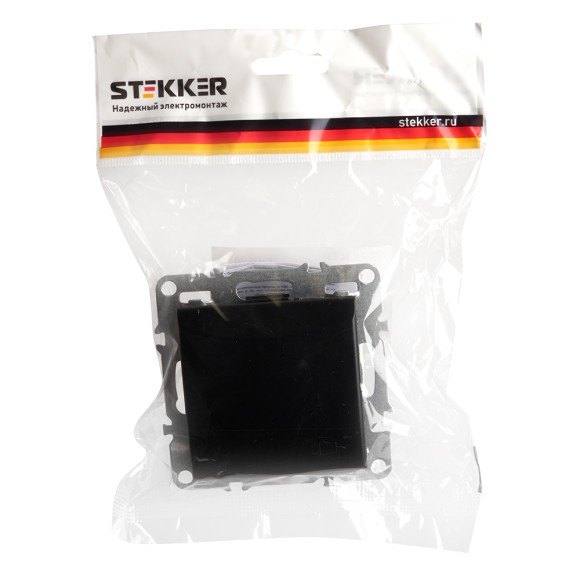 Розетка 1-местная с/з с защитной шторкой Stekker Эрна PST16-9112-03 49156