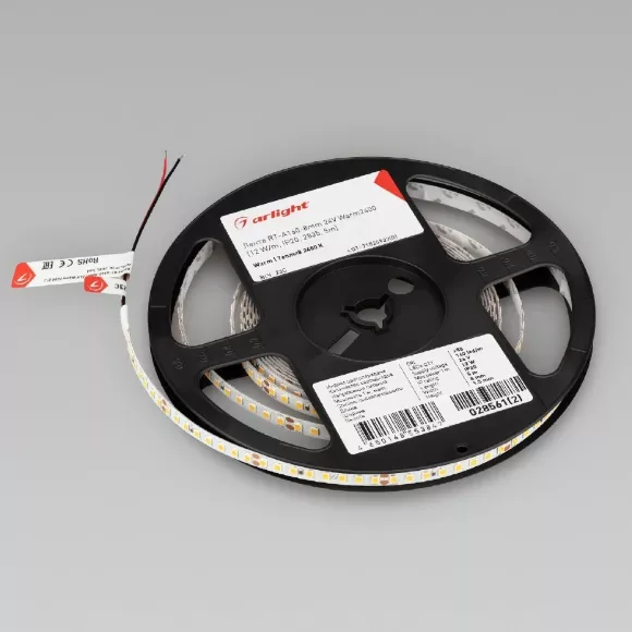 Светодиодная лента Arlight RT-A160-8mm 24V Warm2400 (12 W/m, IP20, 2835, 5m) (Arlight, высок.эфф.150 лм/Вт) 028561(2)