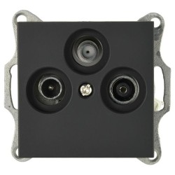 Розетка Jasmart TV-FM-SAT проходная W с накладкой черный матовый (soft touch) G6207PB