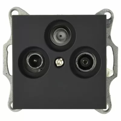 Розетка Jasmart TV-FM-SAT проходная W с накладкой черный матовый (soft touch) G6207PB