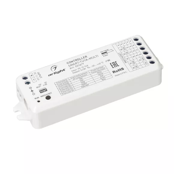 Контроллер Arlight Smart-Tuya-Multi (12-24V, 5x3A, RGB-Mix, 2.4G) 031679 Контроллер Arlight Smart-Tuya-Multi (12-24V, 5x3A, RGB-Mix, 2.4G) 031679