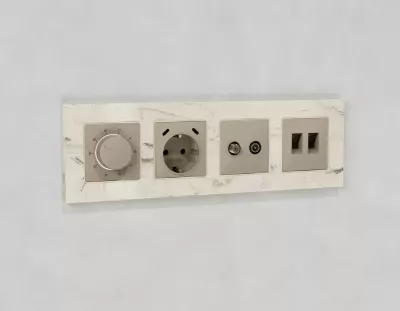 Комплект механизма компьютерной двойной розетки RJ-45 с автоматической защитной шторкой Alfa Серо-бежевый матовый Quant Ambrella Volt MA372110 (AP3721, VM189)