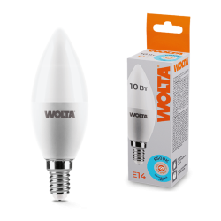 Светодиодная лампа WOLTA 10Вт 6500K E14 свеча матовая 25WC10E14