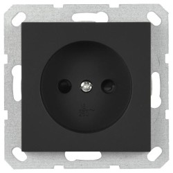 Розетка Jasmart без заземления с защитными шторками 16A 250V 2P черный матовый (soft touch) G5503PB