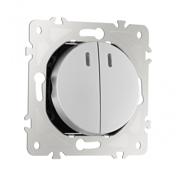 Выключатель двухклавишный с подсветкой Arte Milano 202.31-2.silver