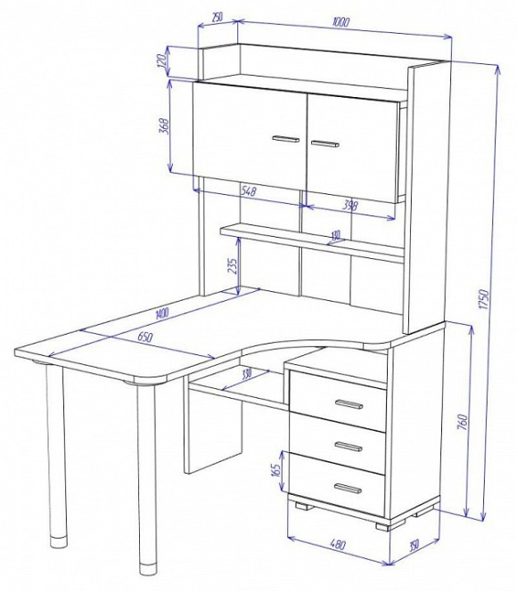 Стол компьютерный Домино СР-133-140 MER_SR-133-140-V-LEV