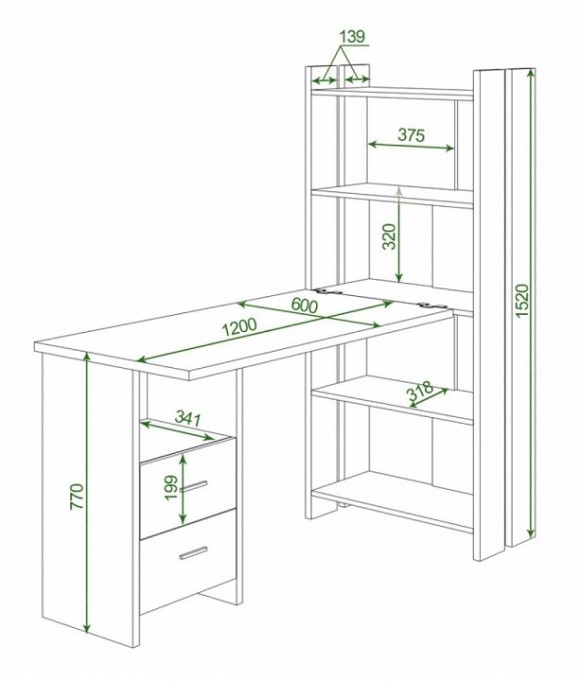 Стол компьютерный Домино Lite СТЛ-ОВ+С120Прям+ТЯЛ MER_STL-OV-S120Pryam_KBE