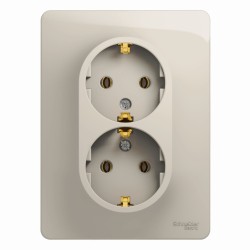 Розетка 2-ая с/з (в сборе) Systeme Electric Glossa Молочный GSL000924
