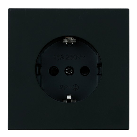 Розетка 1-местная с защитной шторкой с/з (механизм) Stekker 250В 16А Мия RST16-3110-05 черный бархат 50454