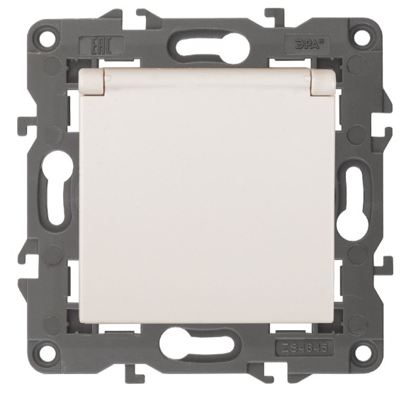 Розетка 2P+E Schuko со шторками с крышкой Эра 14-2103-02 Б0034279