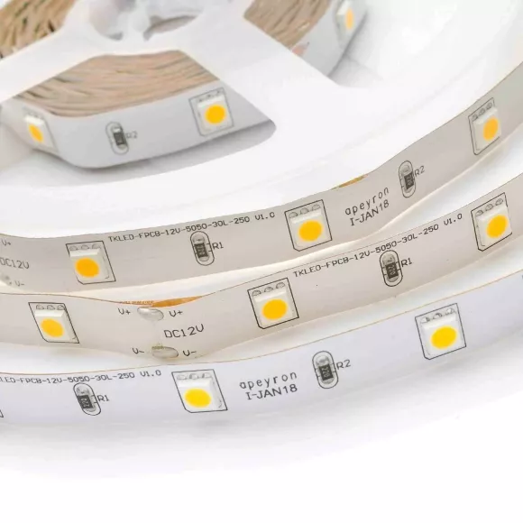 Светодиодная лента Apeyron 12В СТ 7,2Вт/м smd5050 30д/м IP20 360Лм/м 5м 3000К 00-37