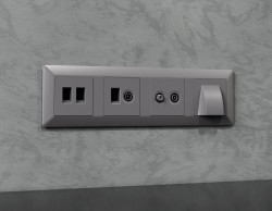 Лицевая панель Alfa (Сталь матовый) для компьютерной/телефонной + TV розетки RJ-45/RJ-11 Quant Ambrella Volt AP5125